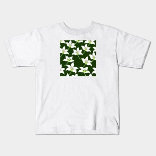 Small white lilies on a green base Kids T-Shirt